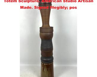 Lot 1689 5 Part Stacking Ceramic Pottery Totem Sculpture. American Studio Artisan Made. Signed Illegibly pos