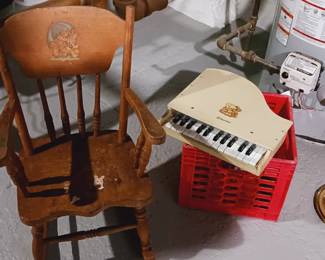 Small Shoenhut piano, child's rocker