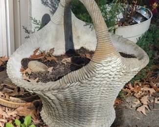 Large concrete basket planter