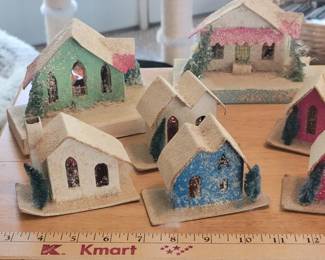Vintage paper Christmas houses, made in Japan