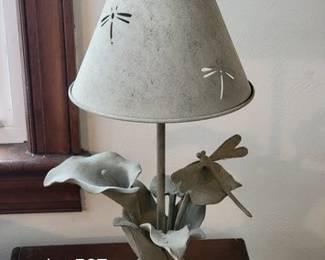 Metal base and shade dragonfly lamp