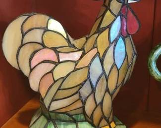Stained glass rooster light