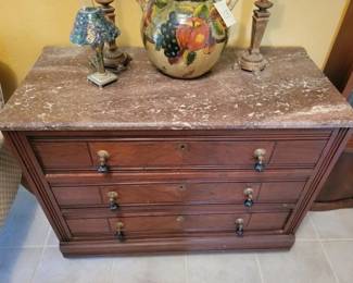Antique marble top chest