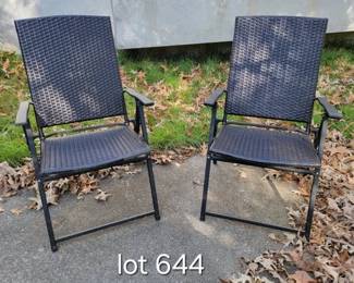 Pair of outdoor woven folding chairs