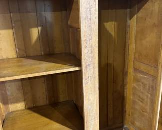 antique birds eye maple armoire and dresser, as found