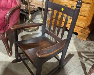 antique acorn finial childs rocker