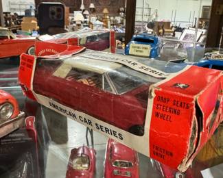 Vintage collectibles, Japanese friction cars, Minichamps 1:18 scale Cadillacs NIB, Structo, Buddy L, Matchbox, Lesney