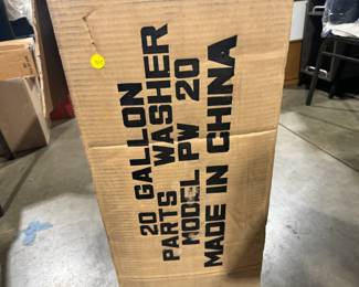 NIB lawnmowers, tools, cookers, parts washer...rolling storage racks 