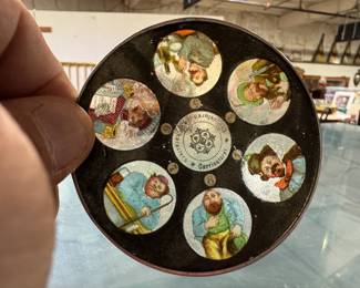 antique magic lantern collection, German magic lanterns, electric magic lanterns, different size magic lantern slides