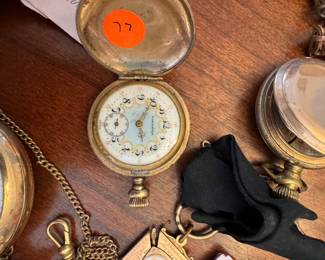 Pocket Watch collection, Waltham, Elgin, some running, some for parts, Masonic FOB, 14K gold