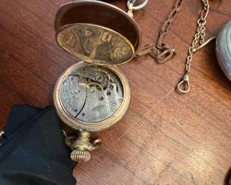 Pocket Watch collection, Waltham, Elgin, some running, some for parts, Masonic FOB, 14K gold