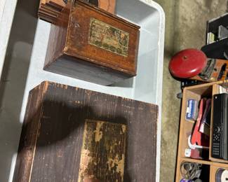 antique magic lantern collection, German magic lanterns, electric magic lanterns, different size magic lantern slides