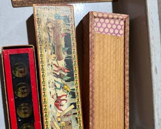 antique magic lantern collection, German magic lanterns, electric magic lanterns, different size magic lantern slides