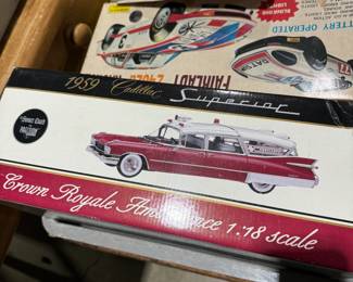 Vintage collectibles, Japanese friction cars, Minichamps 1:18 scale Cadillacs NIB, Structo, Buddy L, Matchbox, Lesney