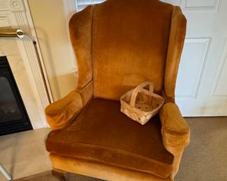 Velvet wingback chair 