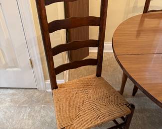 Ladder back chairs with rush seats - set of 4 