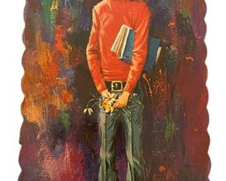 Vintage 60s Print of Boy wBig Eyes 