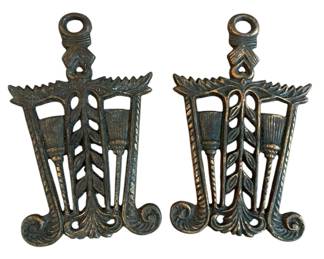 Two Cast Iron Grain and Tassel Trivets 