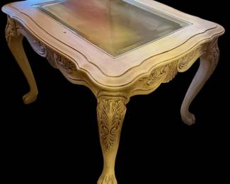 Art Deco Side Table removable glass center 