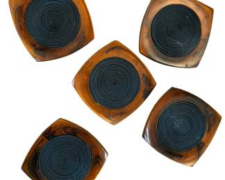 Set Of 5 Mid Century Modern Lucite Coasters 