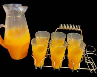 Vintage Blendo Orange Ombre Frosted Glass 