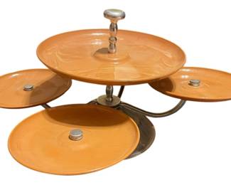 MidCentury Brown 5 Platter Server 