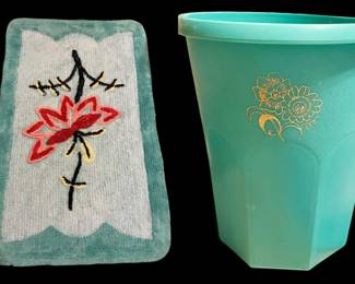 Vintage Bath Mat Wastebasket 