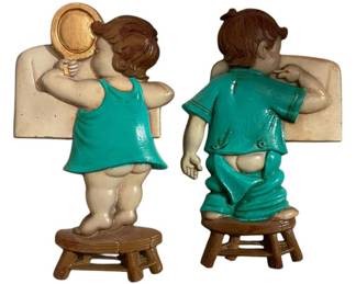 Sexton 1966 Boy Girl Bathroom Plaques 