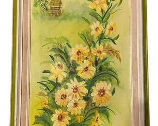 Signed Oil Painting Framed Flowers 