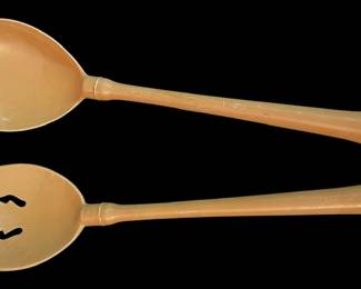 Mid Century Butterscotch Salad Server Set 