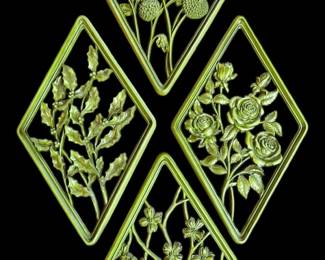 Mid Century Syroco Diamond Wall Plaques 