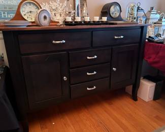 Perfect Asbury House Dining Room Set - Black and Wood Console - in Like New Condition!