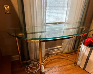 Very Nice Brass and Glass Console Table - Like New!