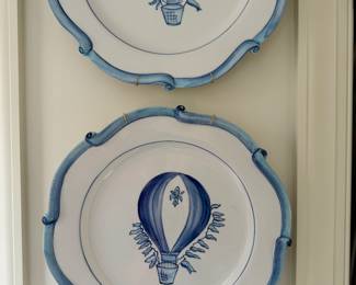 Pair of blue & white plates