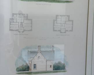 One of a pair of architectural prints