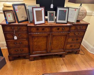 Burled wood credenza