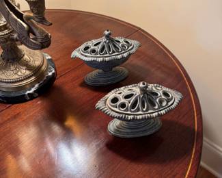 Pair of metal potpourri holders