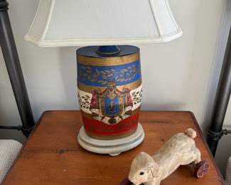 Ceramic lamp, carved pull toy