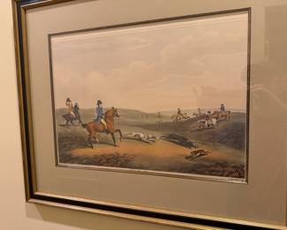 One of a pair of antique hunting prints