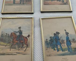 Set of antique German Imperial Military prints