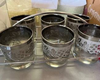 VINTAGE VITREON QUEENS LUSTERWARE OLD FASHIONED GLASS SET