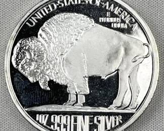 1oz Troy Silver Buffalo & Chief Round .999 Fine