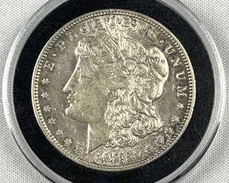 1921 Morgan Silver Dollar, AU/UNC in Capsule