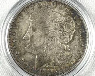 1884 Morgan Silver Dollar, XF+, Toned in Capsule