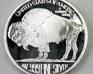 1oz Troy Silver Buffalo & Chief Round .999 Fine