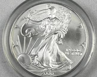 1oz Silver 2000 American Eagle .999 BU