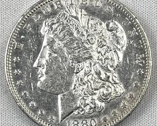 1880 Morgan Silver Dollar, US $1 Coin