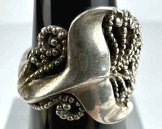 925 Silver Vintage Mermaid Tail Beaded Ring