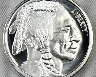 1oz Troy Silver Buffalo & Chief Round .999 Fine