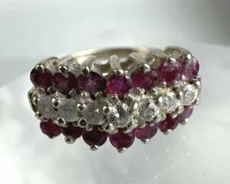 925 Silver Ruby & Quartz Ring